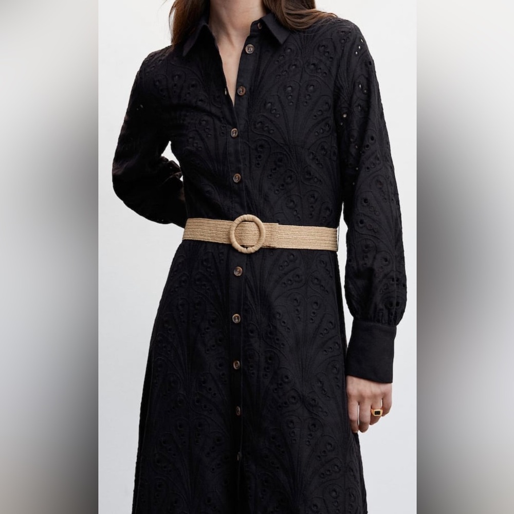 Mango Openwork Detailed Shirt Dress